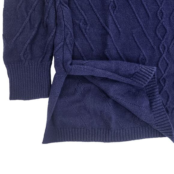 Soft Surroundings Cable Knit Tunic Sweater Medium Size Blue Women’s V Neck - Picture 6 of 11